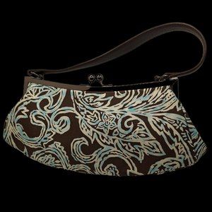 Talbots Brown / Aqua Shoulder Purse